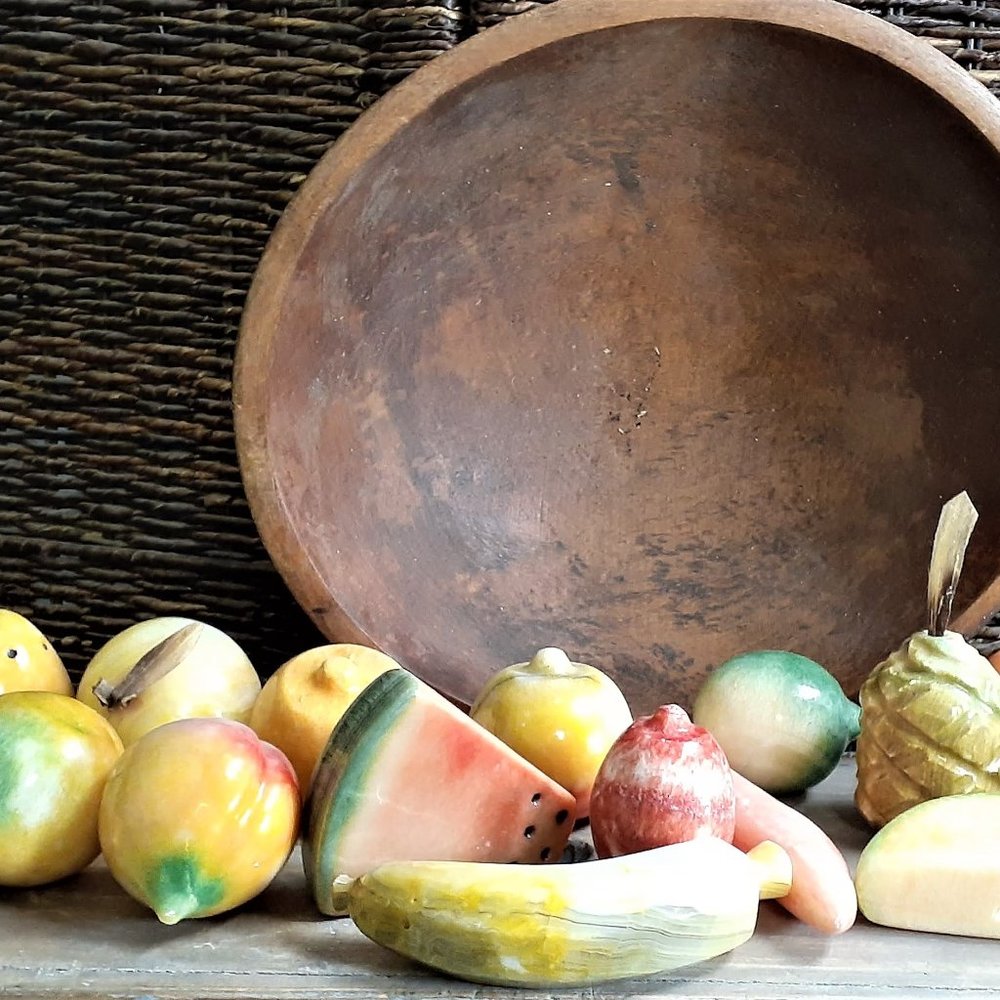 60s JADE and Alabaster Fruit Large Lot Bowl not included RARE RARE FIND